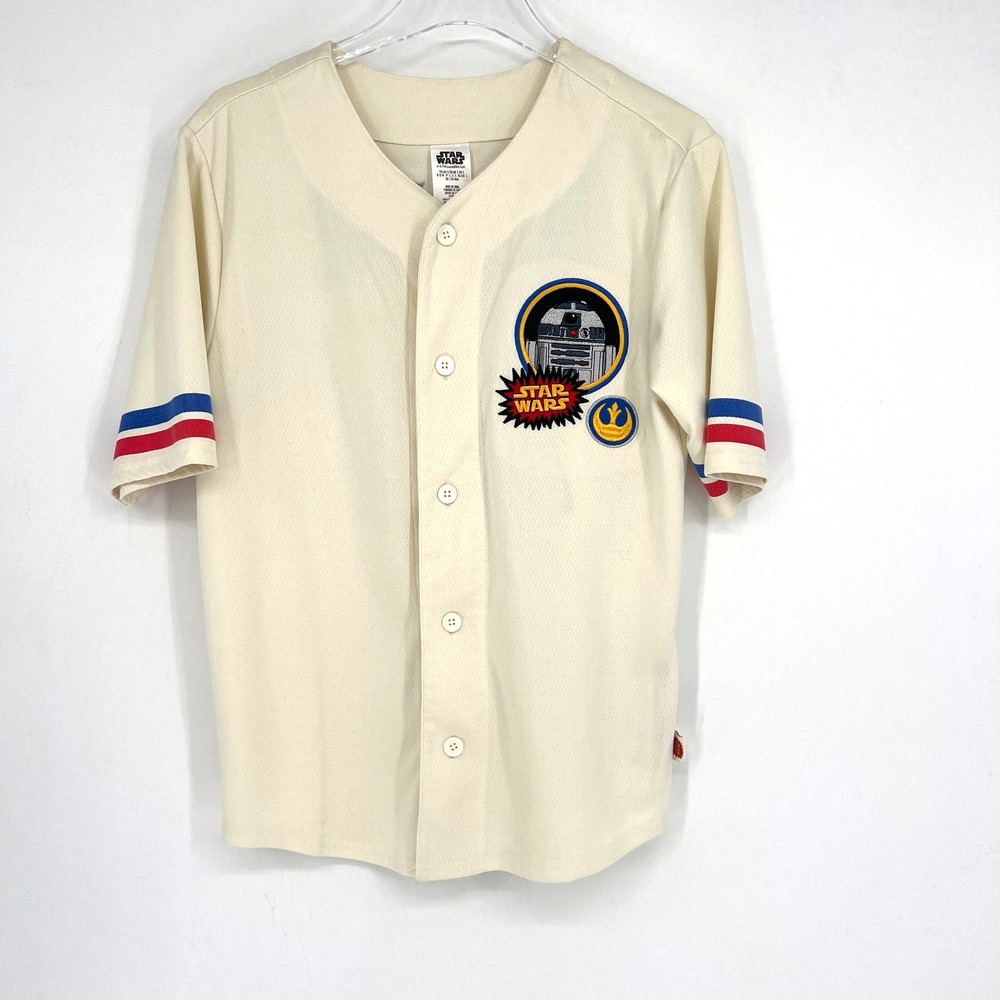 Disney Star Wars Baseball Jersey Adult Small R2-D2 Disneyland Beige‎ #77
